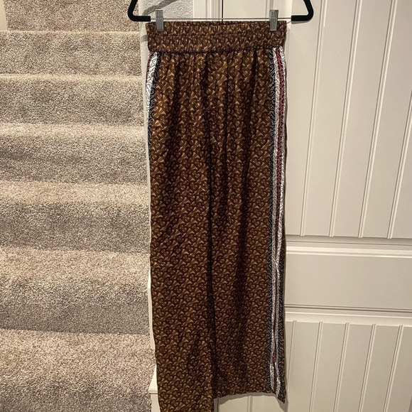 Burberry Brown Silk Seighford Monogram Trousers - Picture 3 of 9